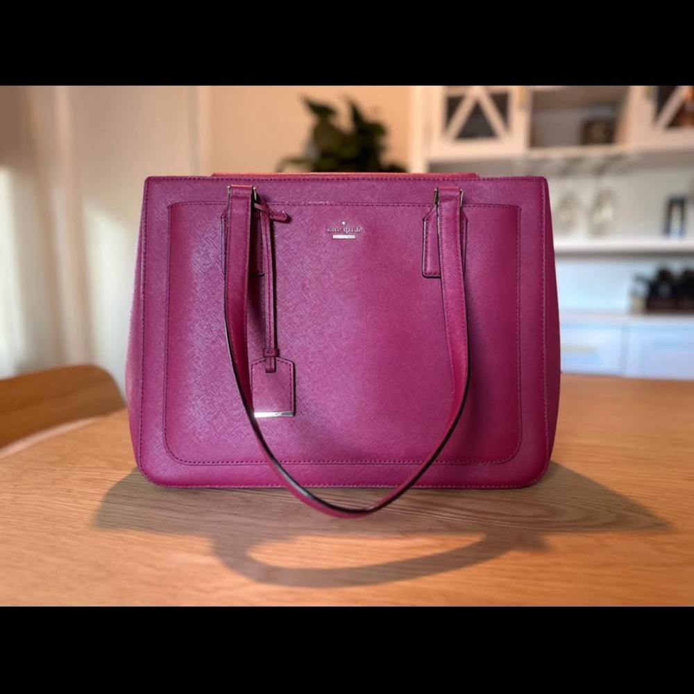 Kate Spade Vibrant Red/ Black and White Interior Tote Bag